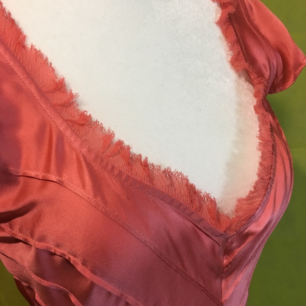 Silk coral midi dress.